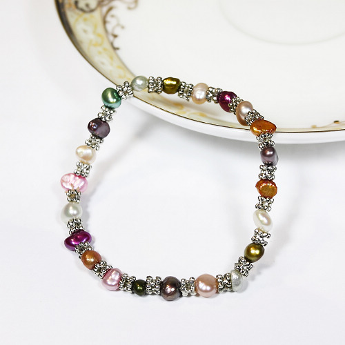 Perlenarmband Perlenarmkette Süßwasserperlen Armband multicolor